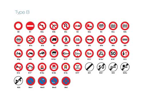 Type B - signaux d'interdiction